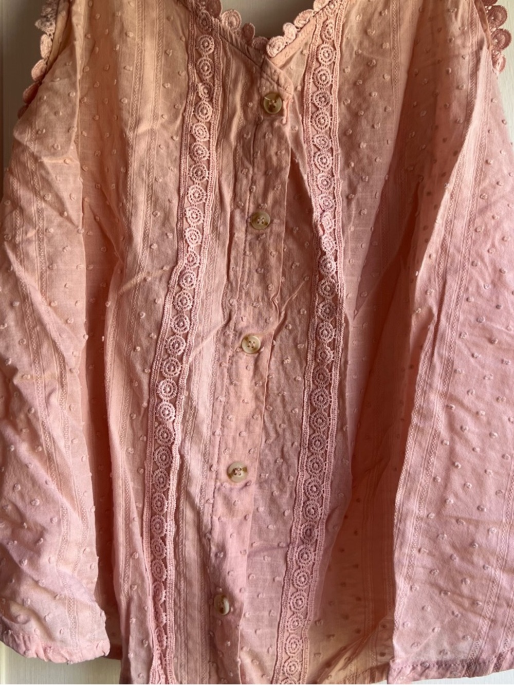 Anthropologie MINE Blush Pink Eyelet Button-Front Cami - Picture 2 of 11